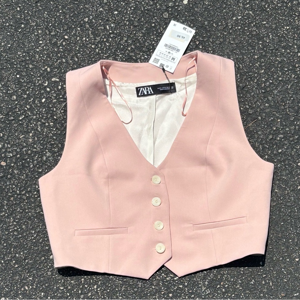 Zara | Women's | Blush Pink and Tan | 
Waistcoats-vests |Size Medium | BNWT